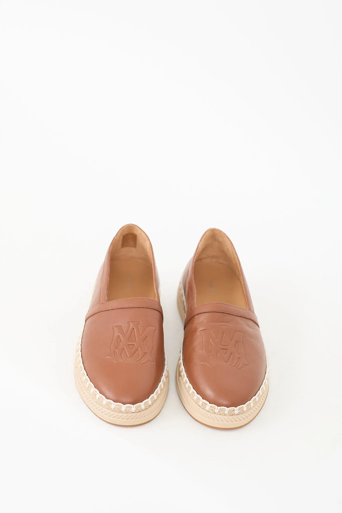 Brown Leather Logo Espadrille