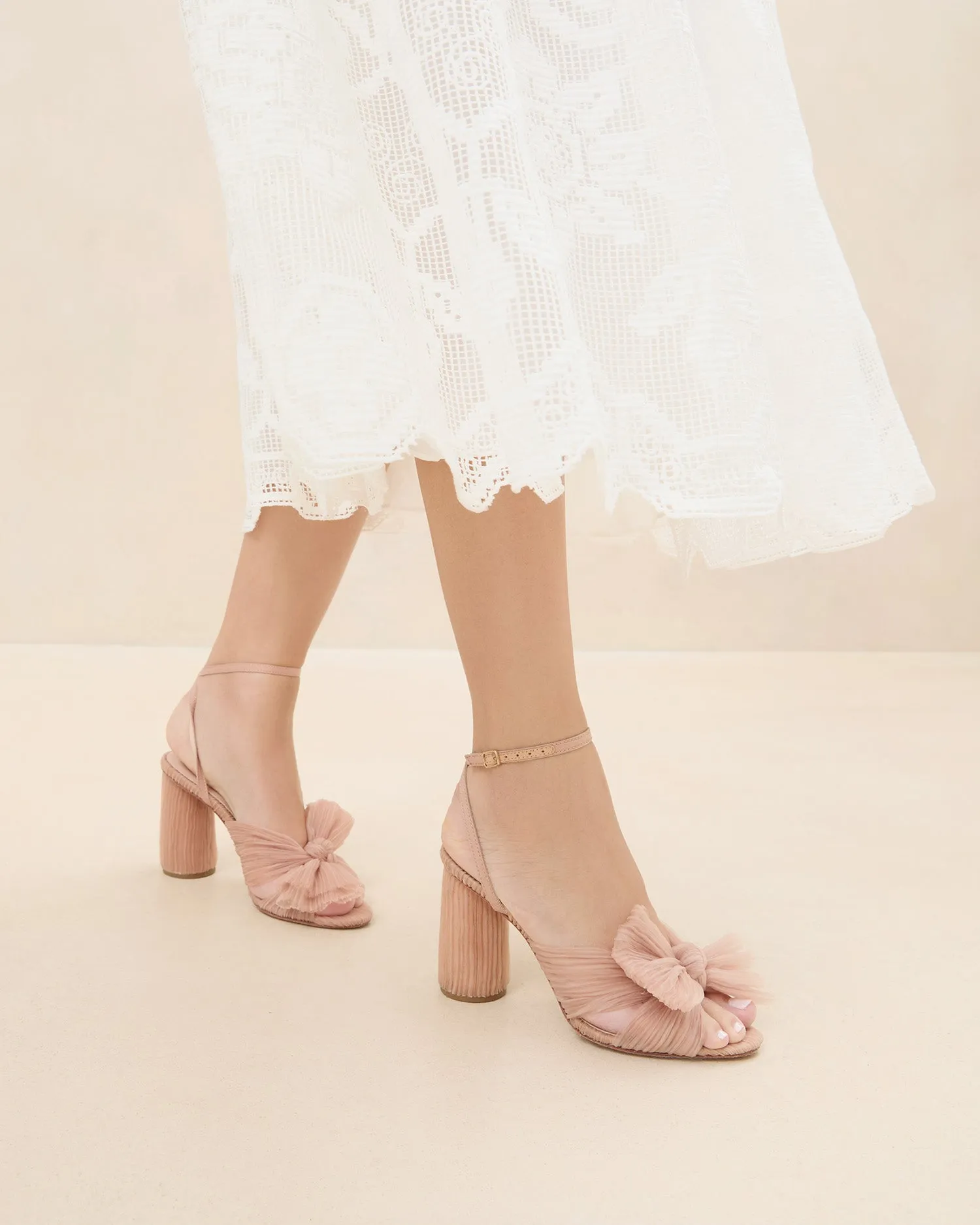 Camellia Beauty Pleated Bow Heel