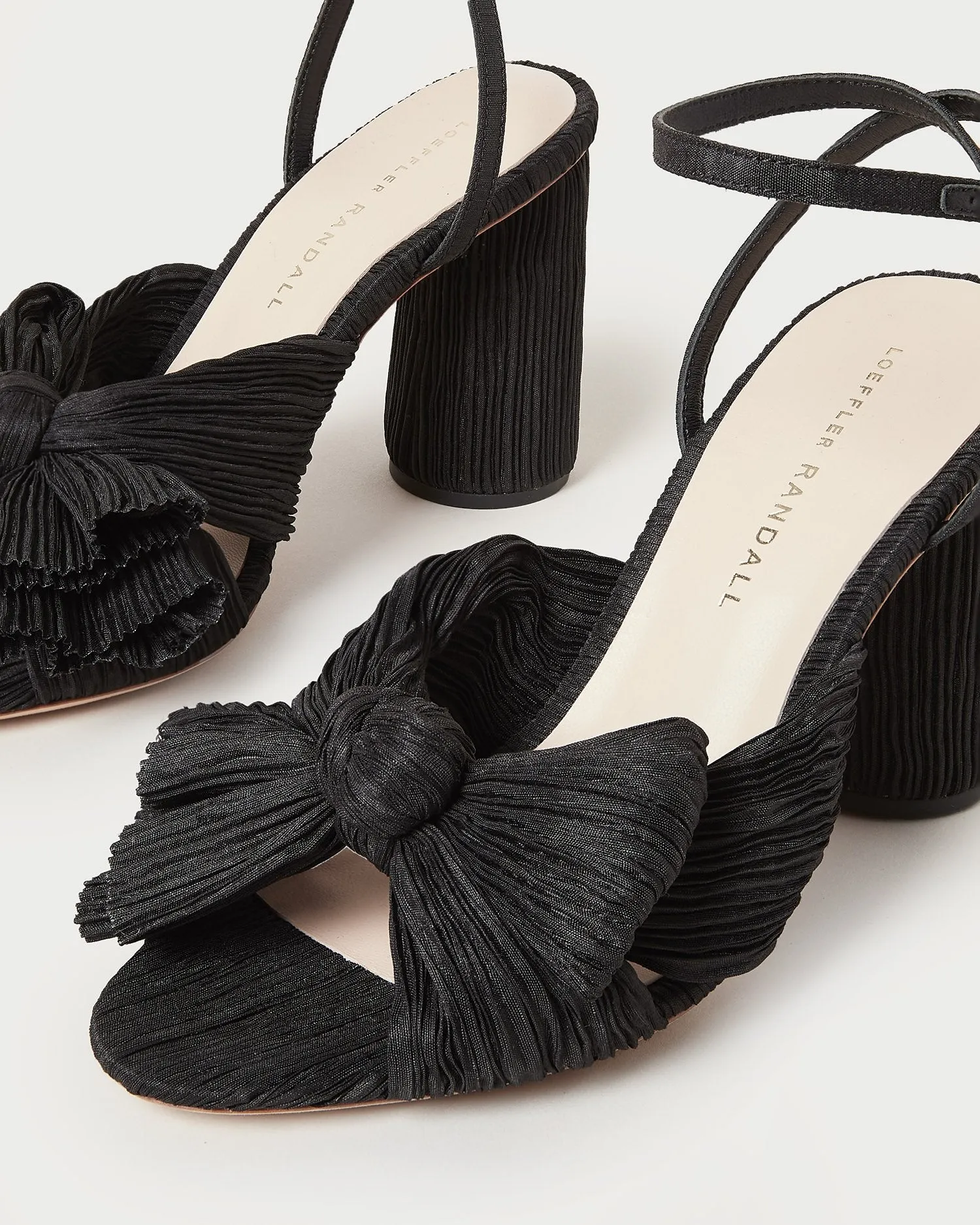 Camellia Black Pleated Bow Heel