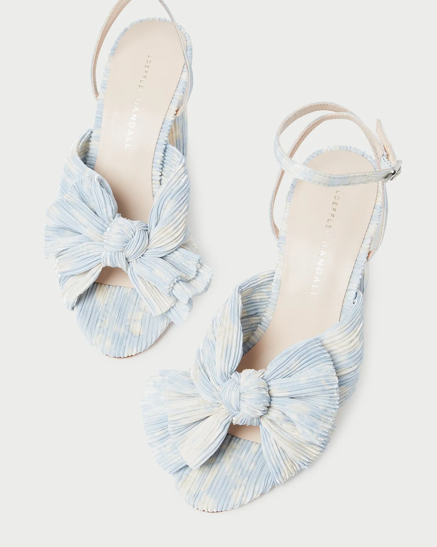 Camellia Blue Floral Bow Heel