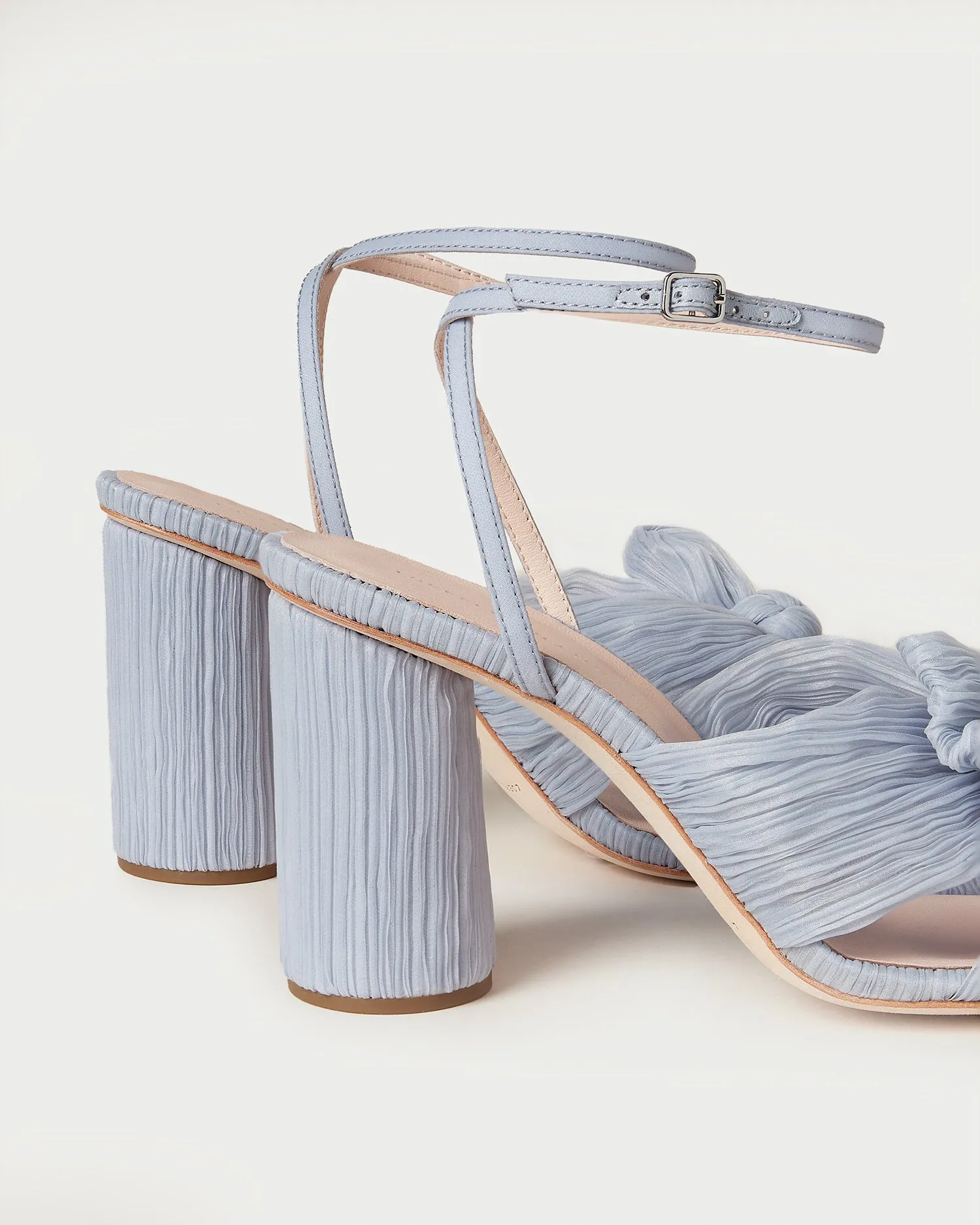 Camellia Blue Pleated Bow Heel