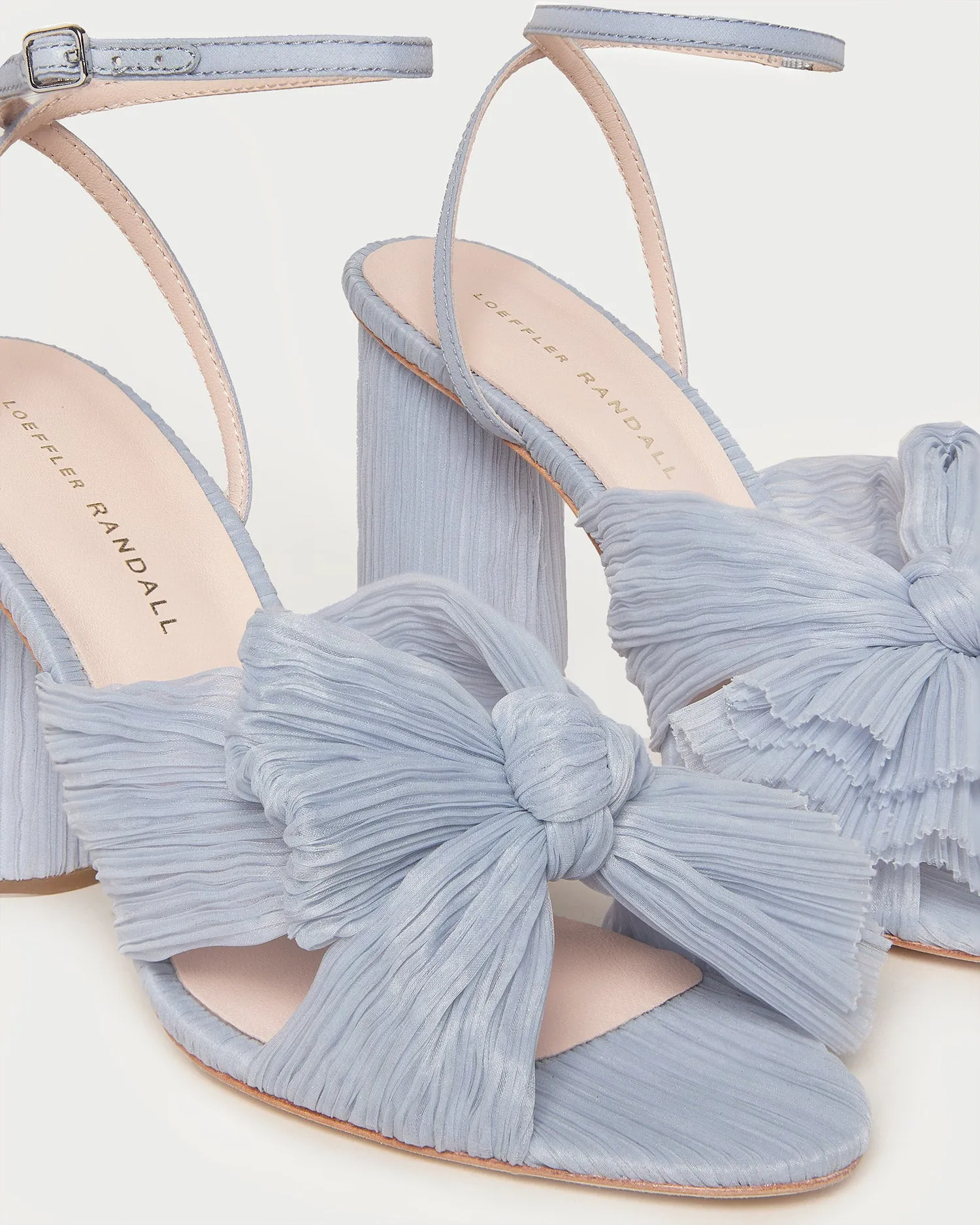 Camellia Blue Pleated Bow Heel