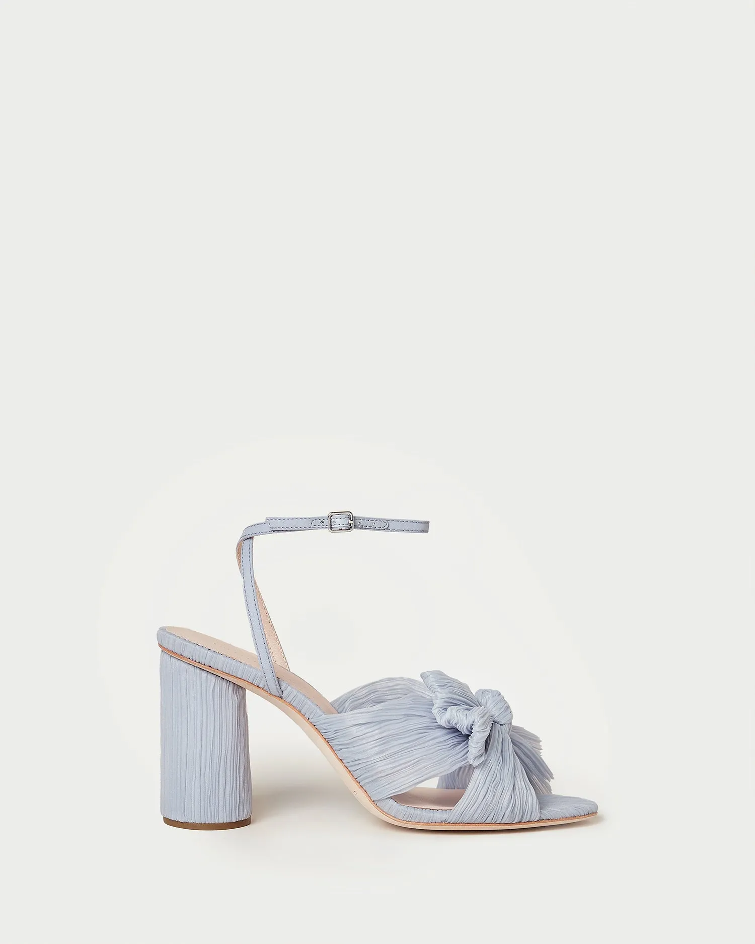 Camellia Blue Pleated Bow Heel