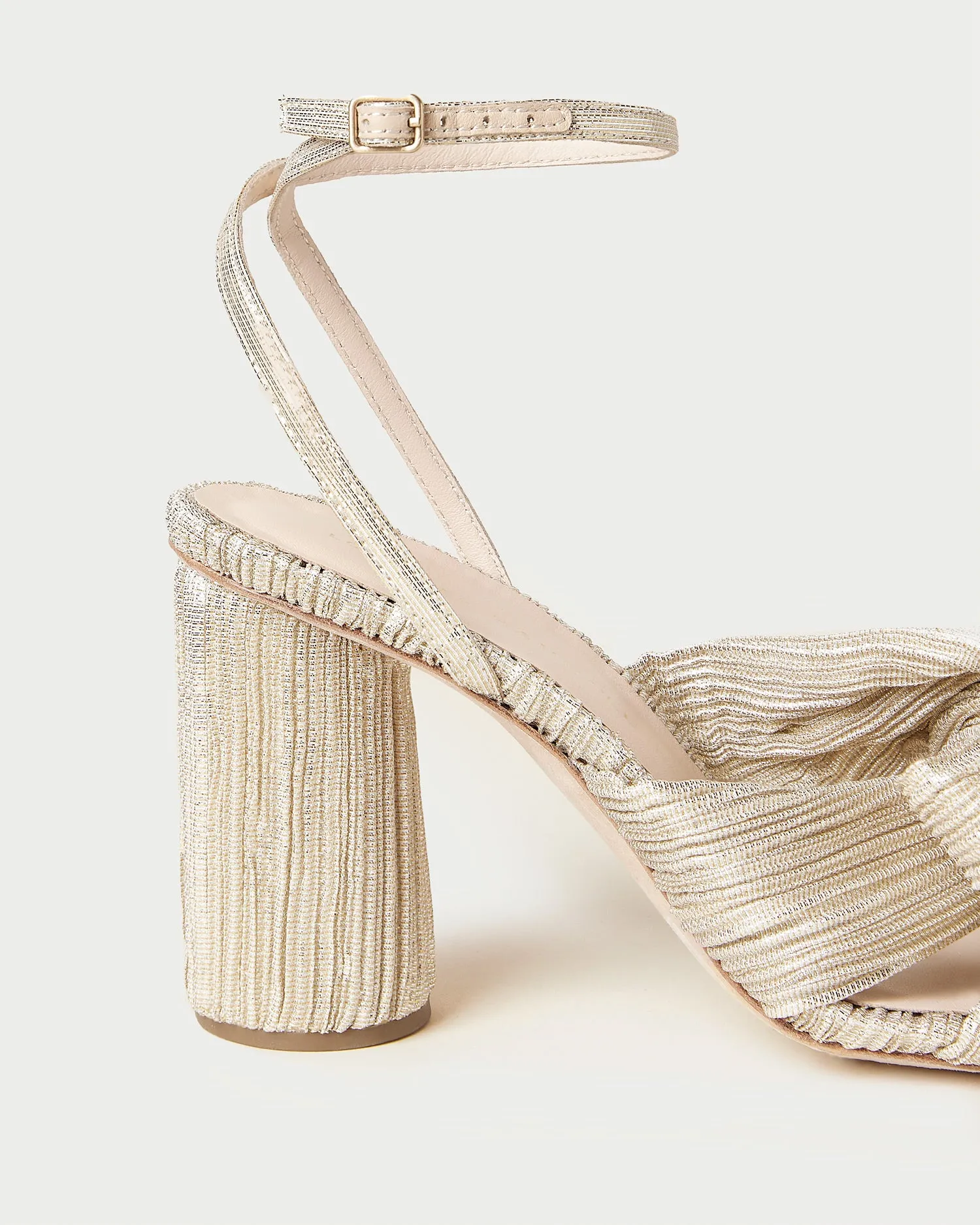 Camellia Platinum Pleated Bow Heel