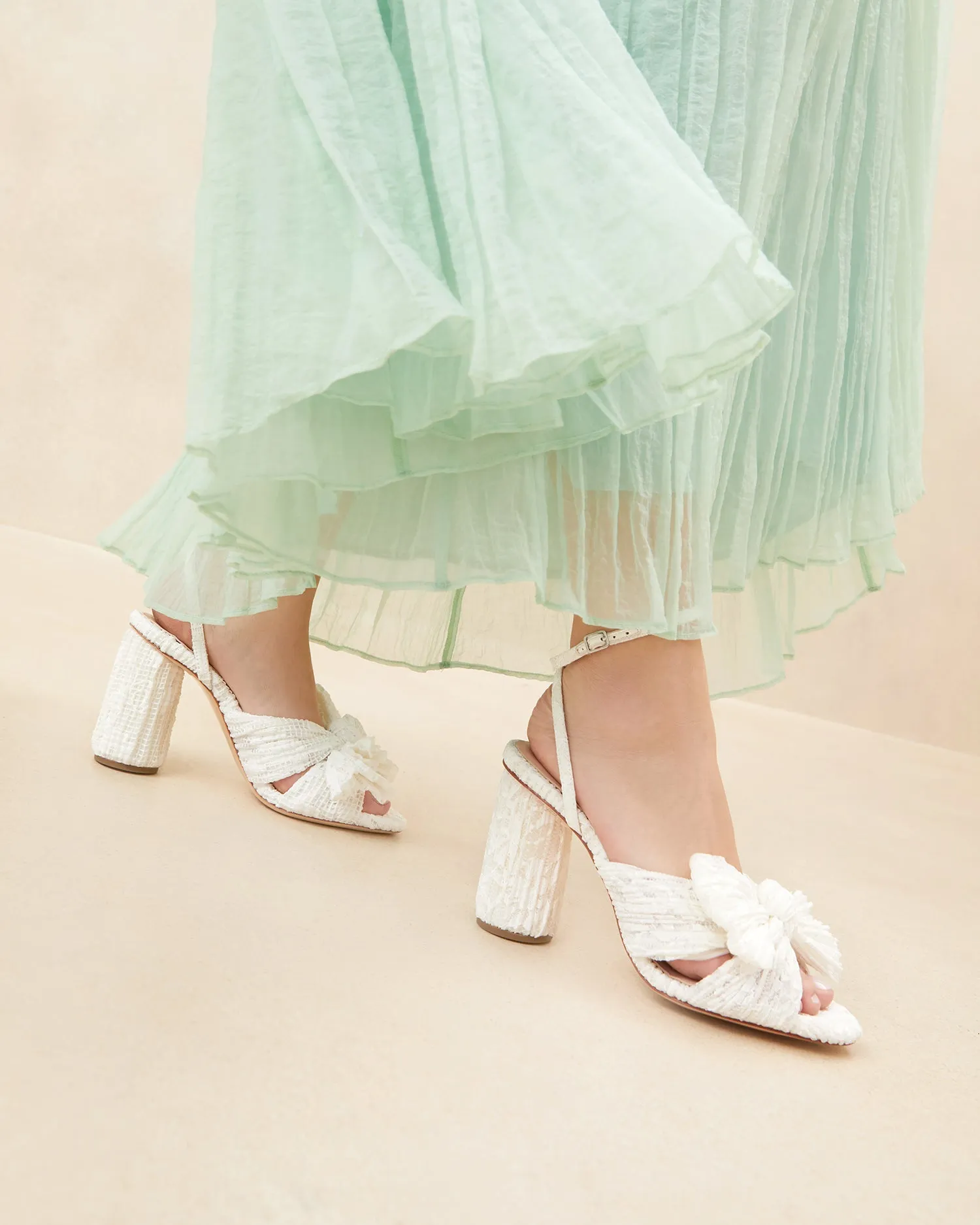 Camellia White Lace Bow Heel