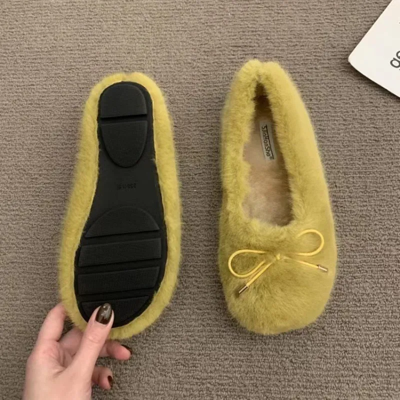 Casual Bow Fleece Flat Loafers
