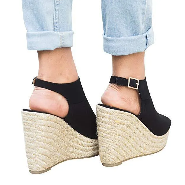Casual Fish Mouth Espadrilles Women's Wedge Sandals
