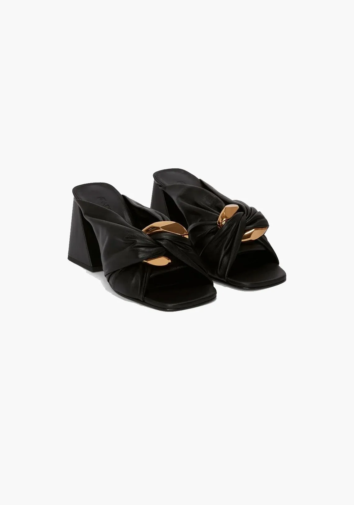 CHAIN LINK HEEL MULE BLACK