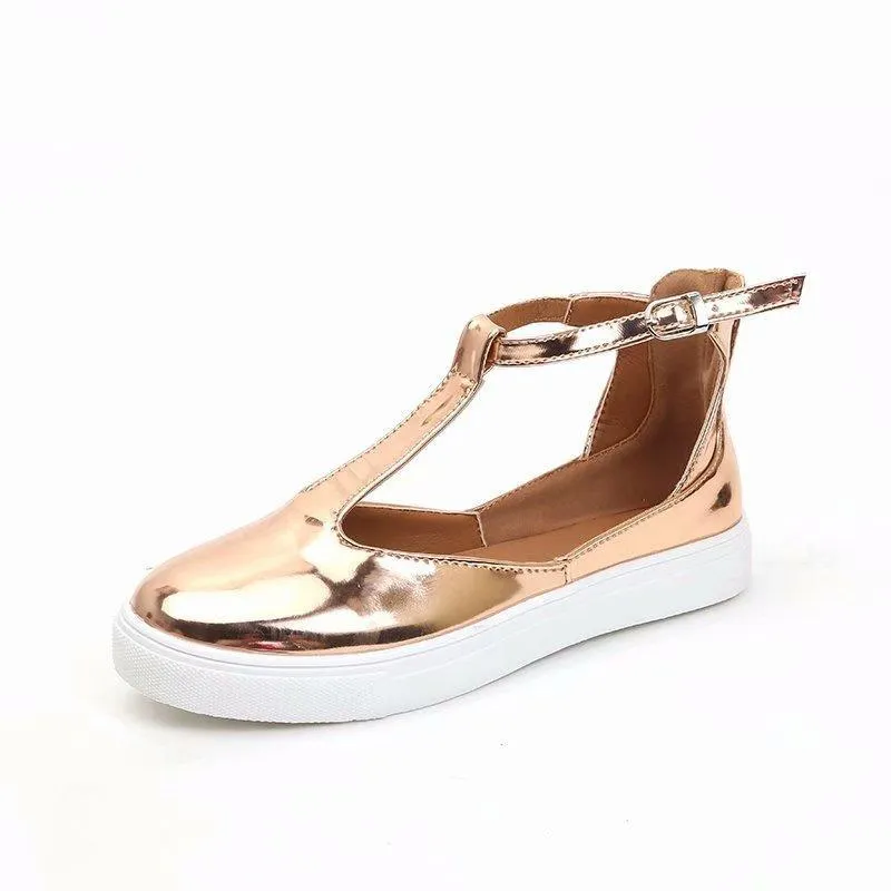 Chicvane Hollow Out Buckle Closure Platform Loafers