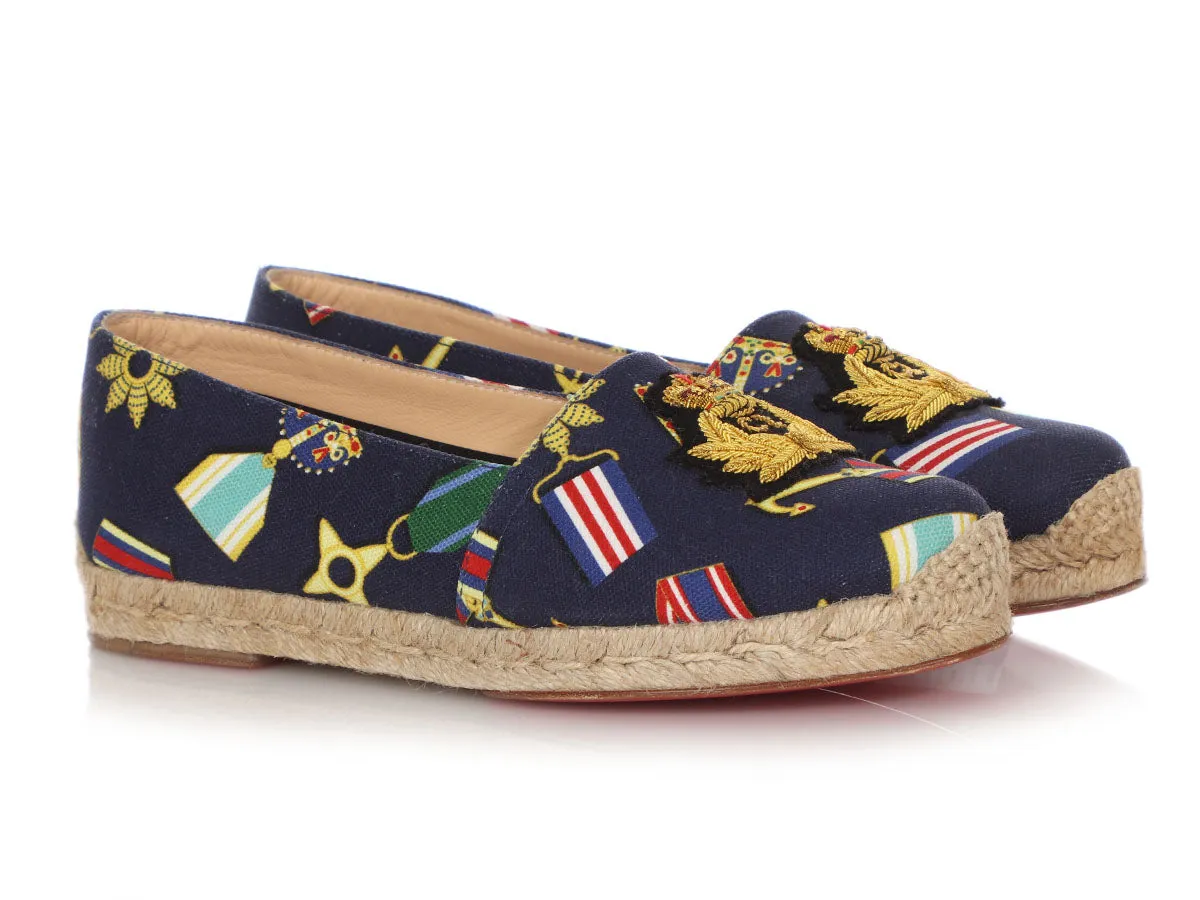 Christian Louboutin Navy and Gold Galia Espadrilles