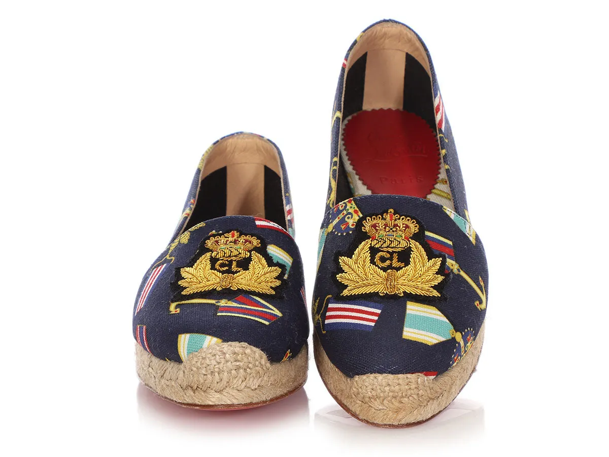 Christian Louboutin Navy and Gold Galia Espadrilles