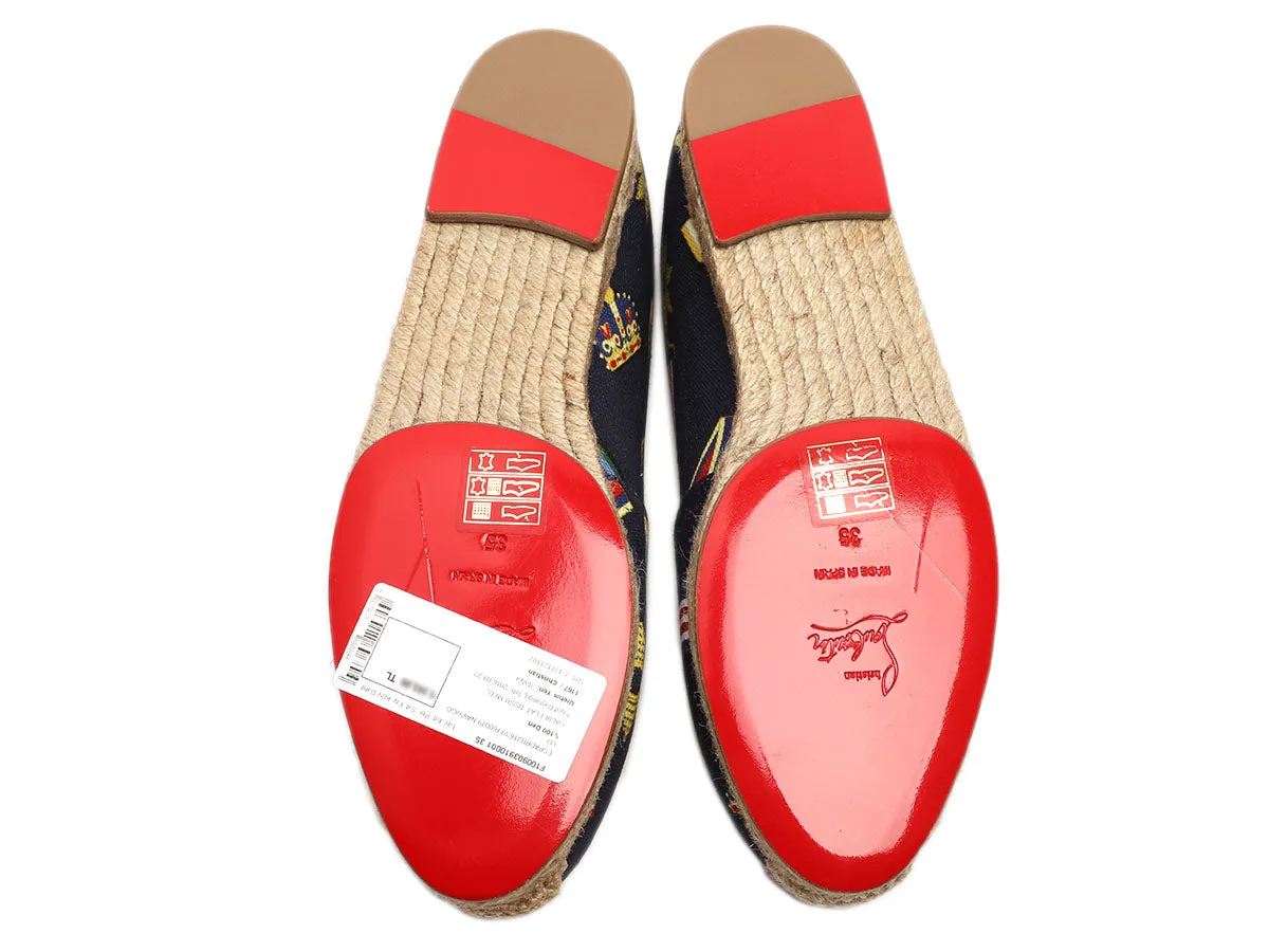 Christian Louboutin Navy and Gold Galia Espadrilles