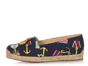 Christian Louboutin Navy and Gold Galia Espadrilles