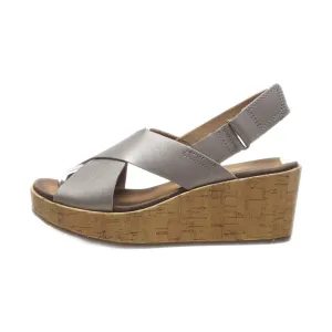 Clarks Wedge Sandals Leather Grey Colour For Women