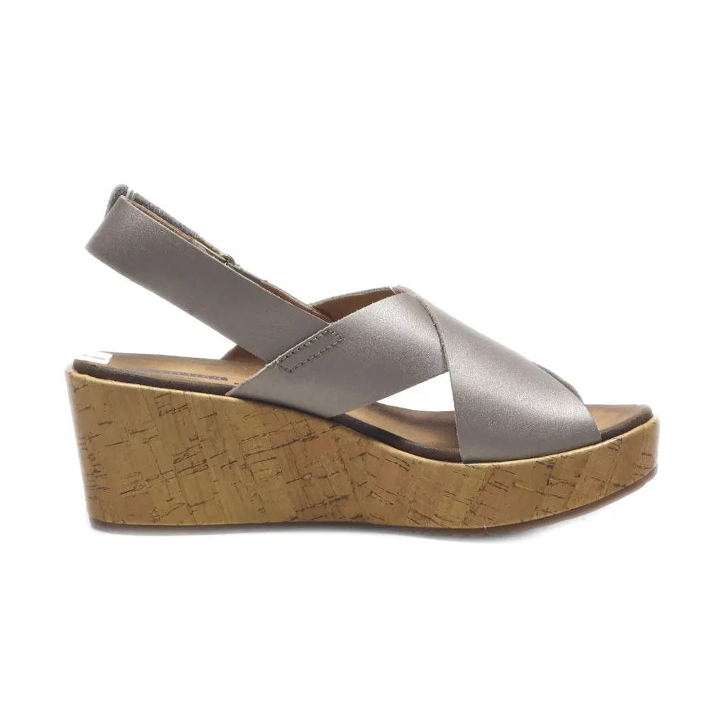 Clarks Wedge Sandals Leather Grey Colour For Women