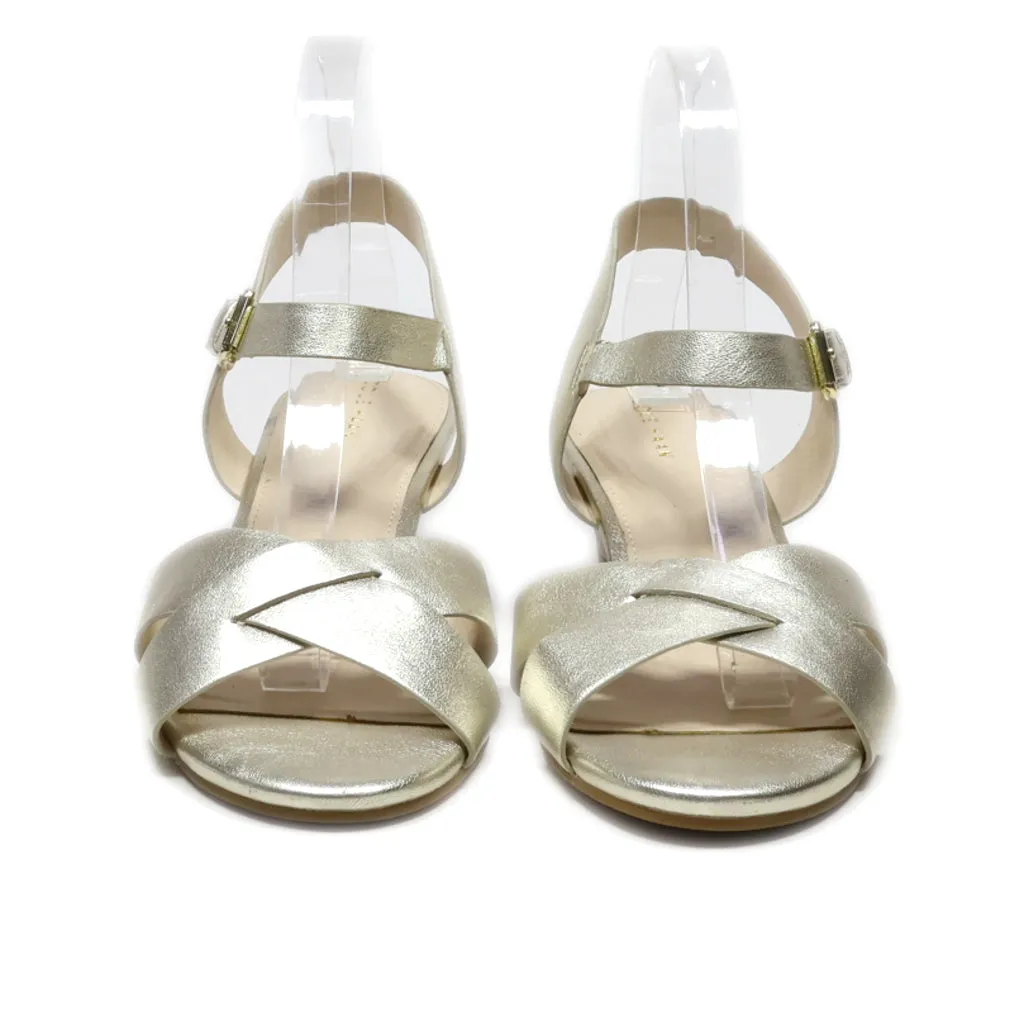 Cole Haan Wedge Sandals Leather Gold Colour For Women