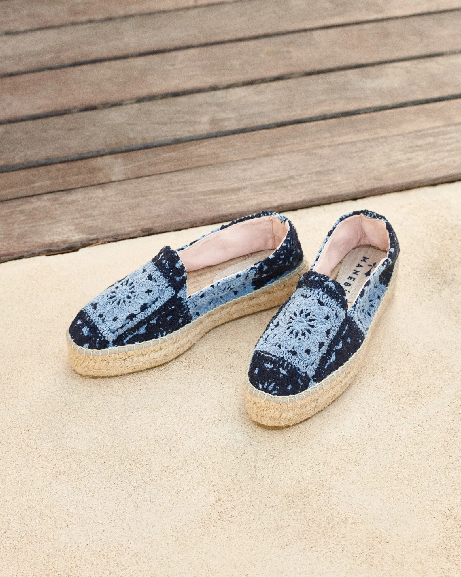 Cotton Crochet Double Sole Espadrilles - G04D0 - Yucatán Indigo And Navy Blue