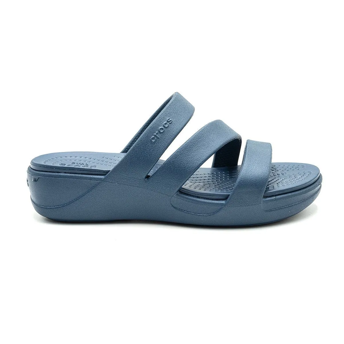 Crocs Boca Strappy Flat Sandals Rubber Blue Colour For Women