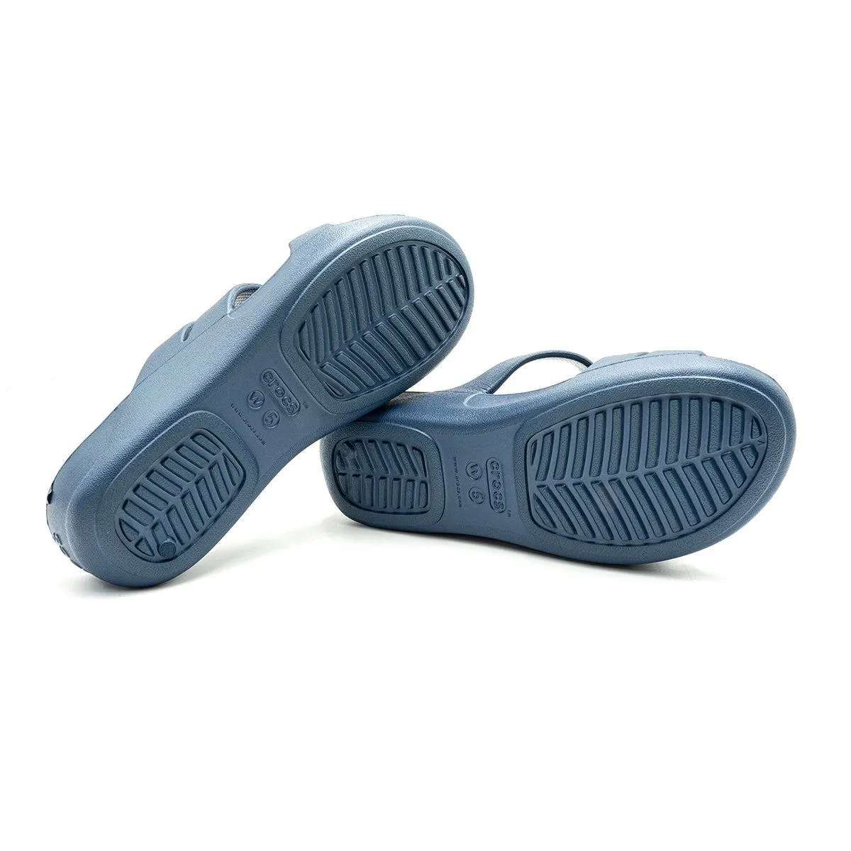 Crocs Boca Strappy Flat Sandals Rubber Blue Colour For Women