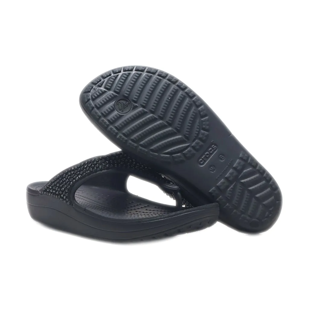 Crocs Sloane Wedge Sandals Rubber Black Colour For Women