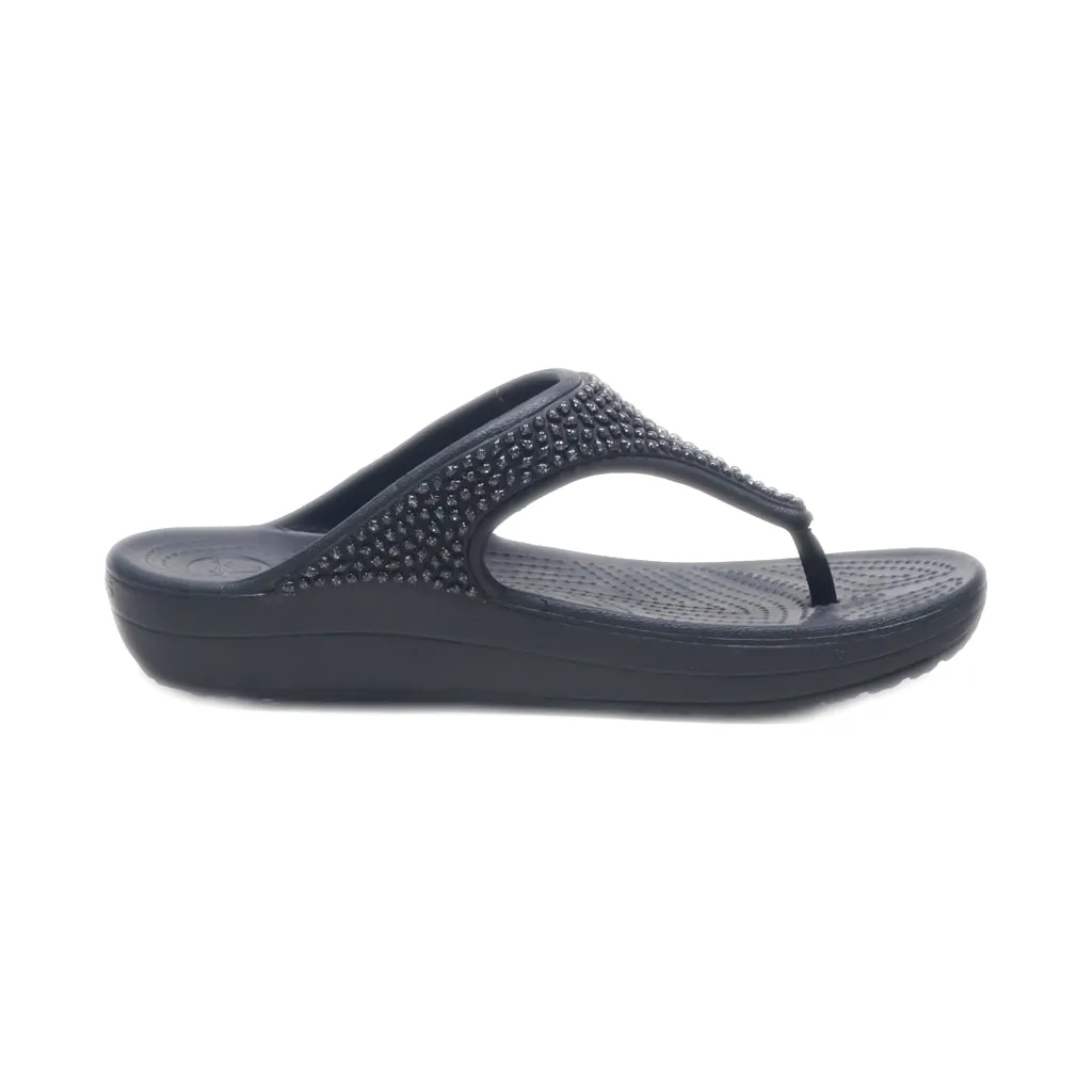 Crocs Sloane Wedge Sandals Rubber Black Colour For Women