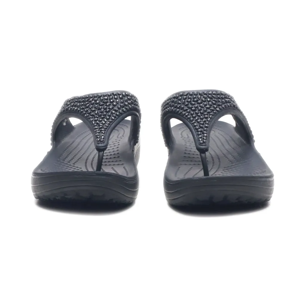 Crocs Sloane Wedge Sandals Rubber Black Colour For Women