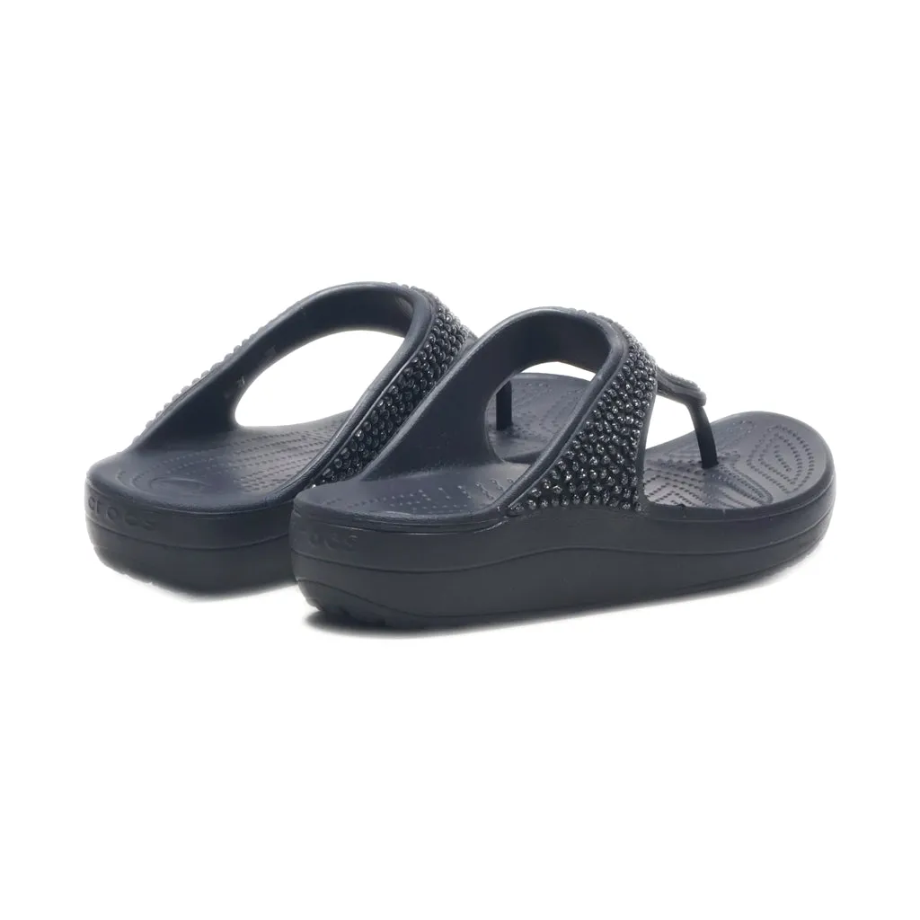 Crocs Sloane Wedge Sandals Rubber Black Colour For Women