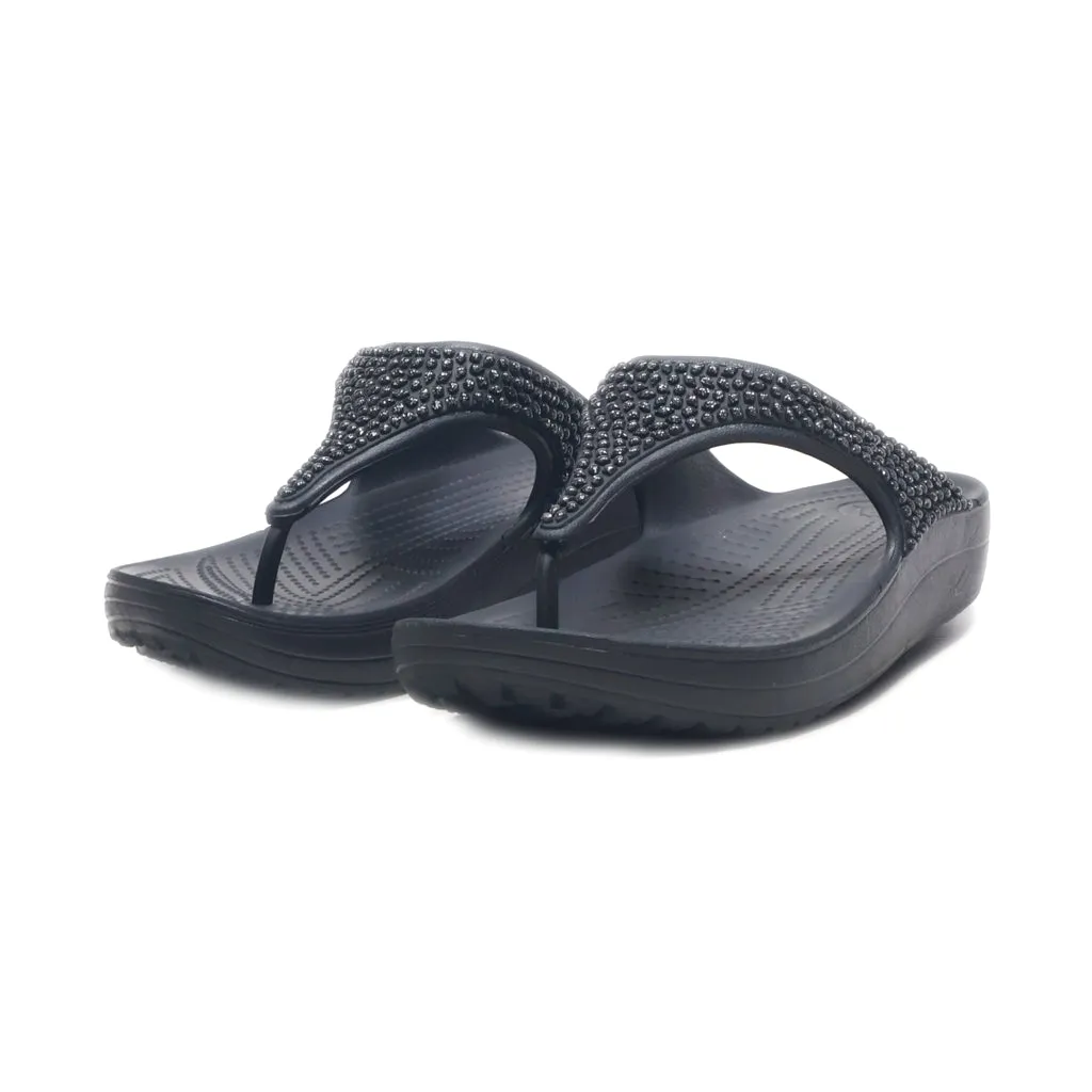Crocs Sloane Wedge Sandals Rubber Black Colour For Women