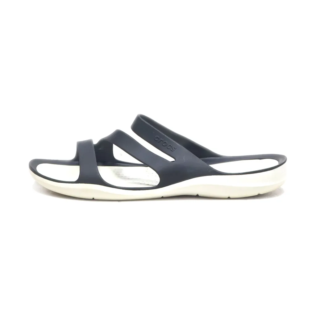 Crocs Swiftwater Flat Sandals Rubber Black Colour For Women
