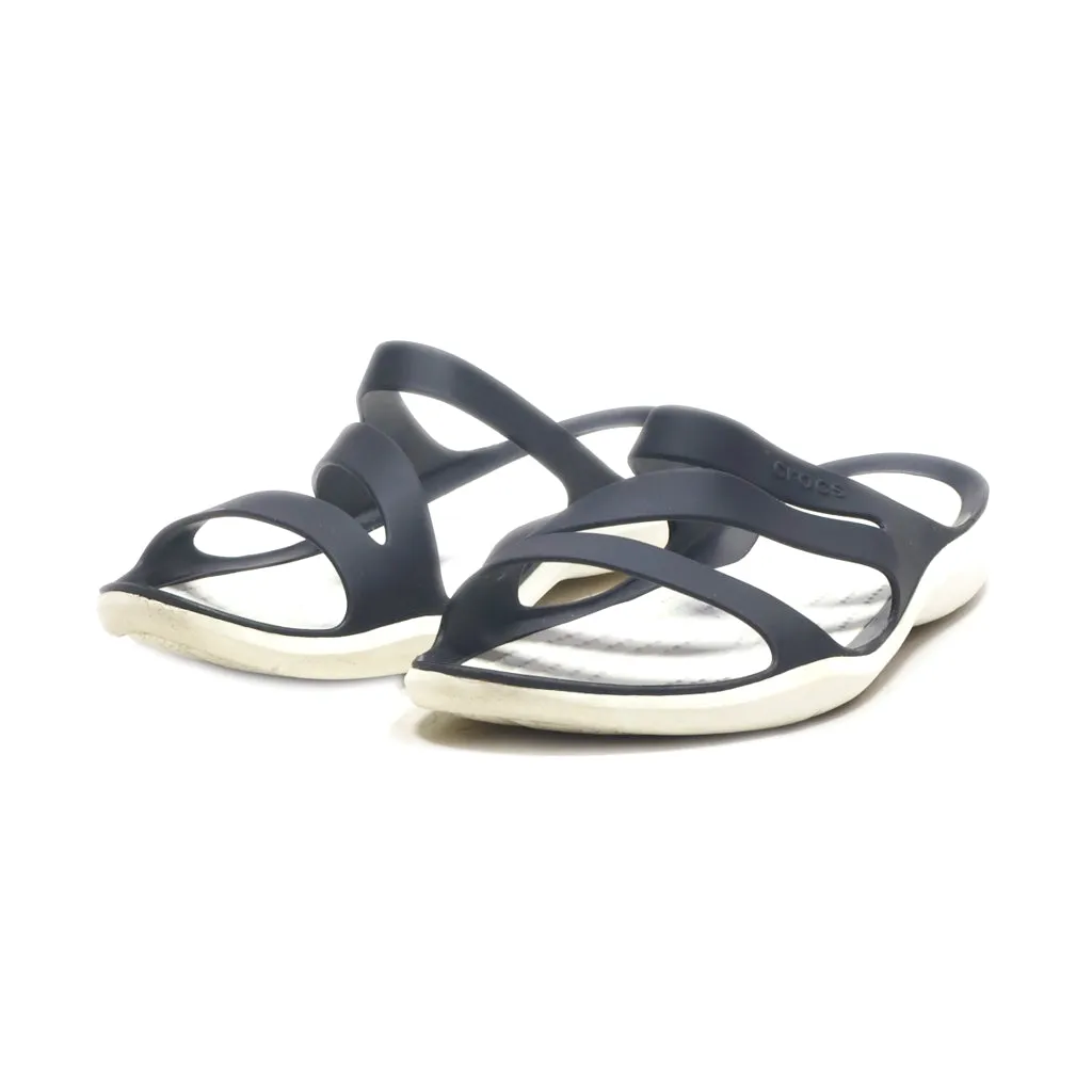 Crocs Swiftwater Flat Sandals Rubber Black Colour For Women