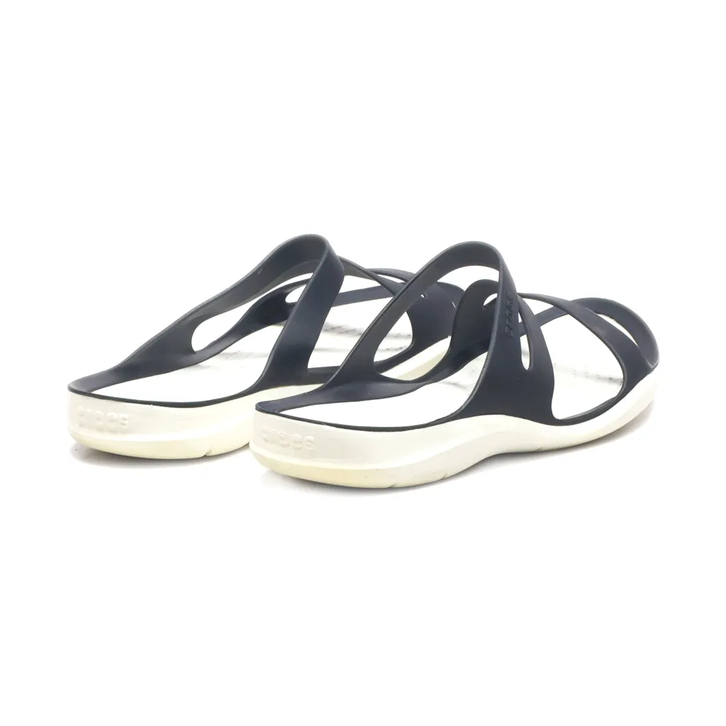 Crocs Swiftwater Flat Sandals Rubber Black Colour For Women
