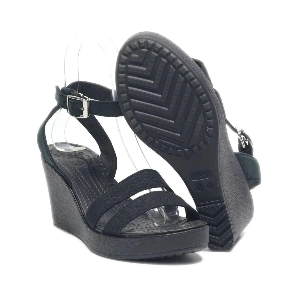 Crocs Wedge Sandals Leather Black Colour For Women