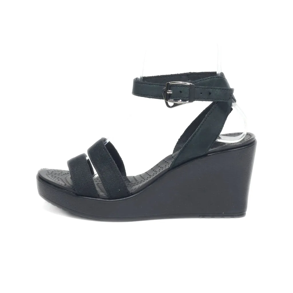 Crocs Wedge Sandals Leather Black Colour For Women