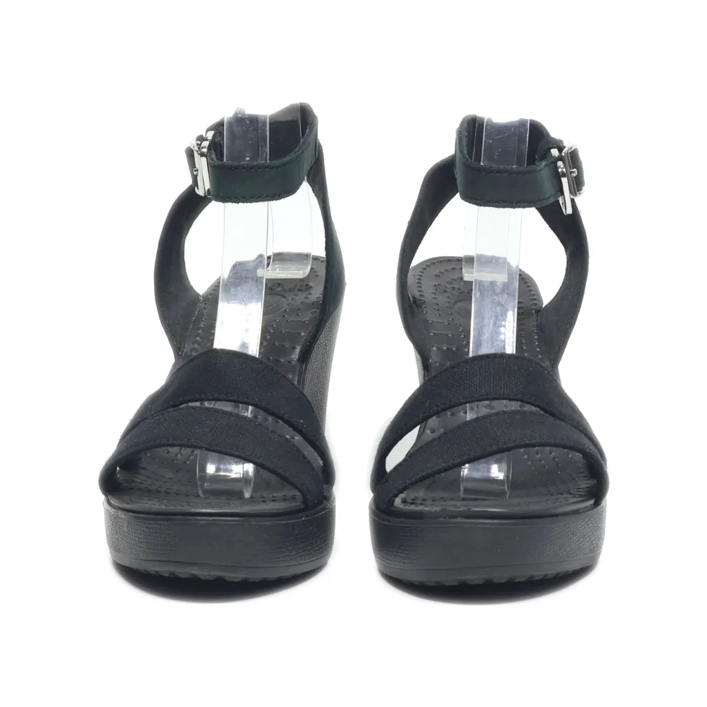 Crocs Wedge Sandals Leather Black Colour For Women
