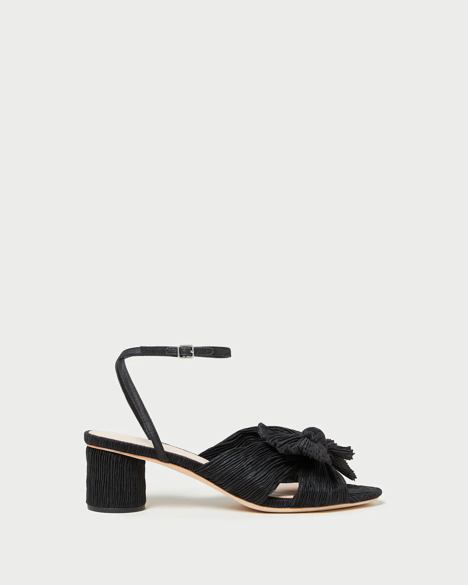 Dahlia Black Pleated Bow Heel