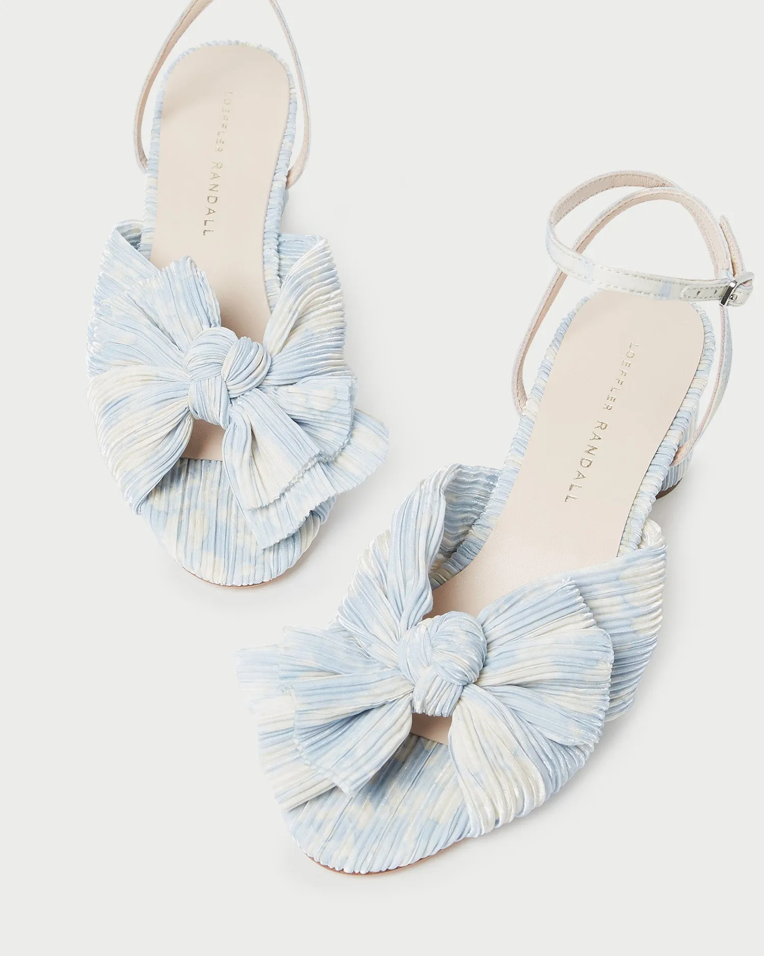 Dahlia Blue Floral Bow Heel