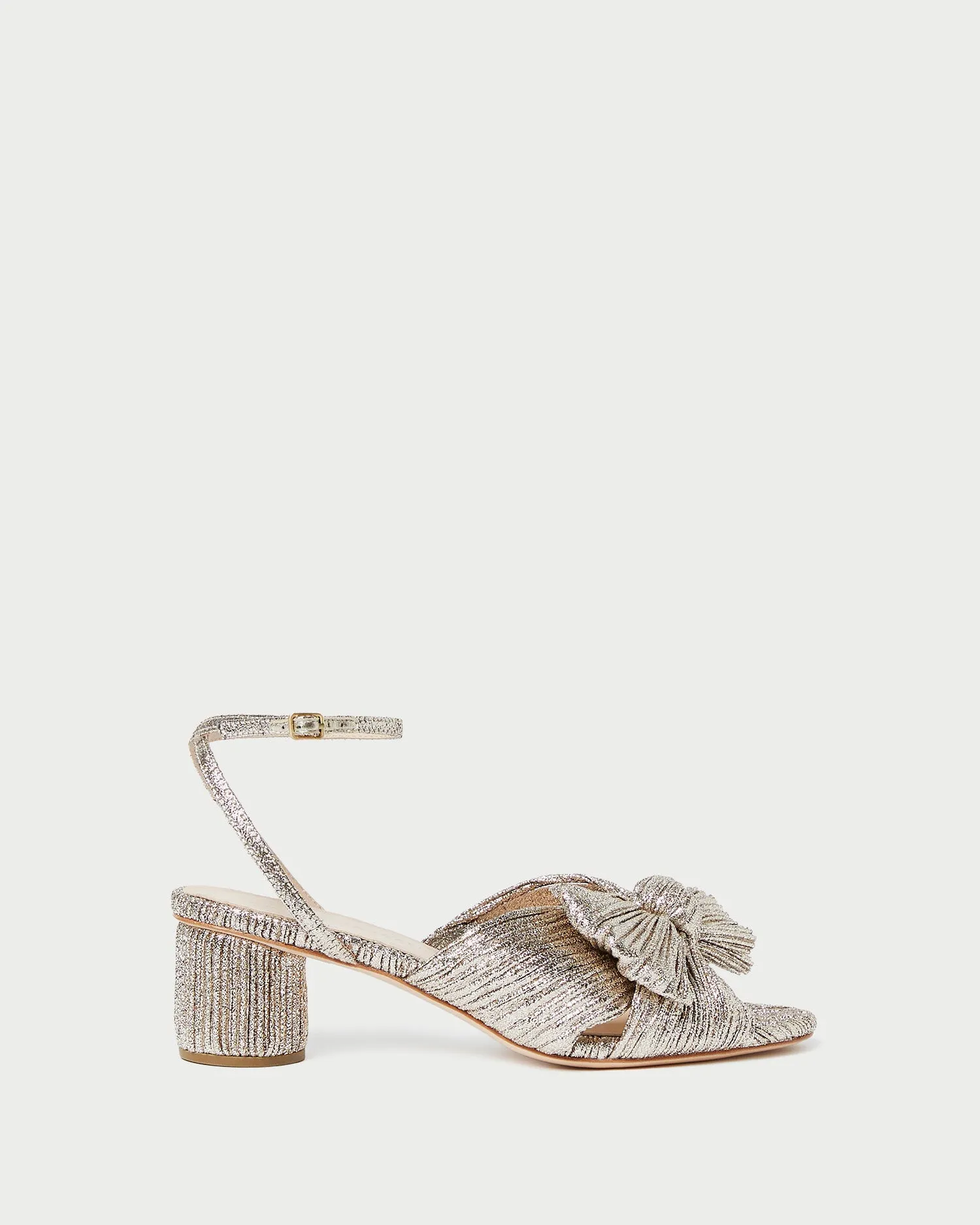 Dahlia Champagne Pleated Bow Heel