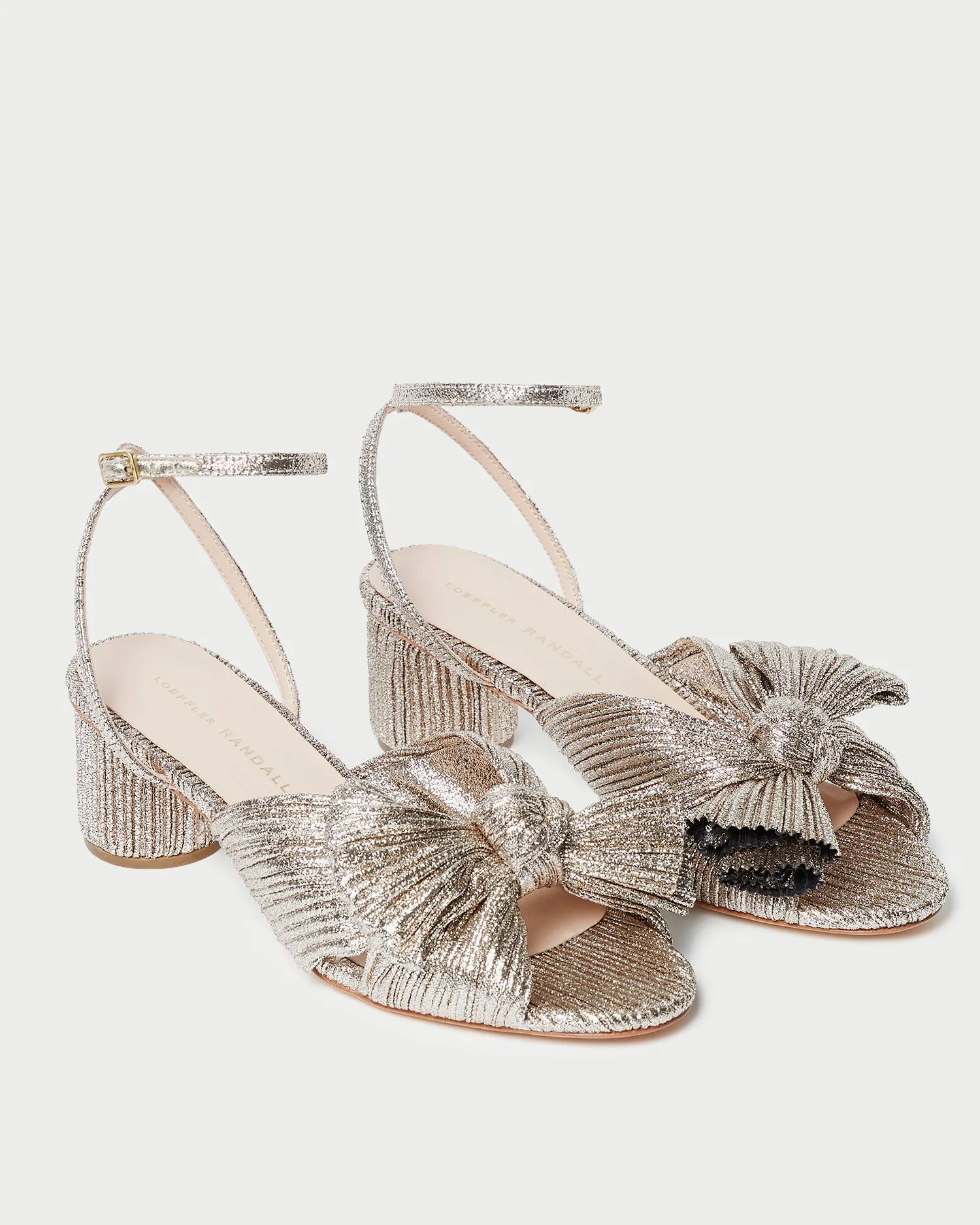 Dahlia Champagne Pleated Bow Heel