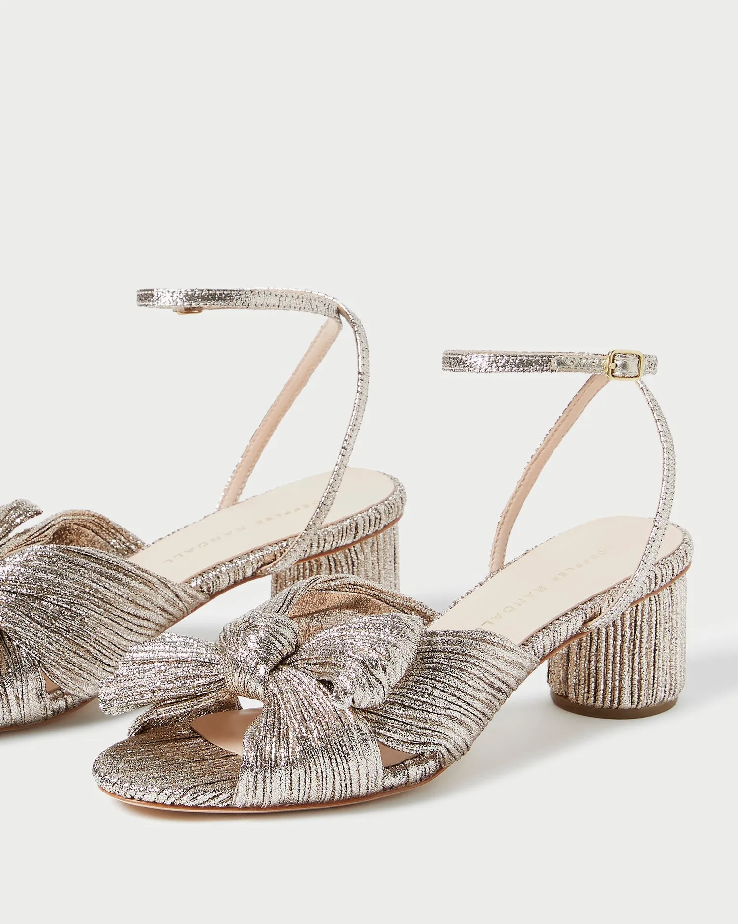 Dahlia Champagne Pleated Bow Heel
