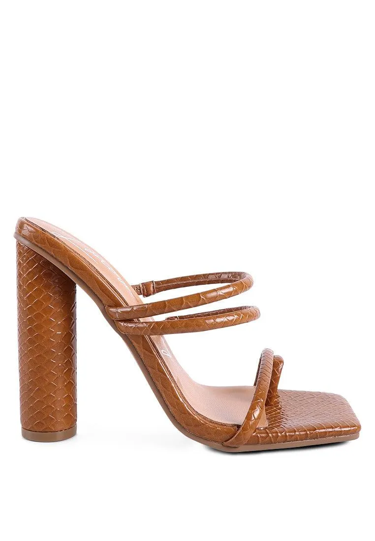 dandelion high block heeled croc sandals