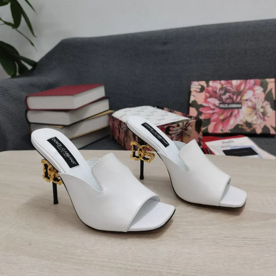 DolGa Lguana-Print Mules White For Women DG Shoes