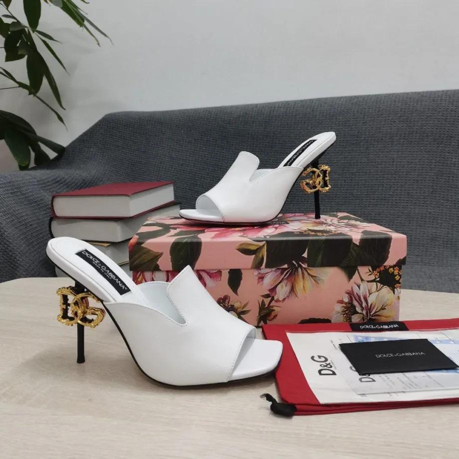 DolGa Lguana-Print Mules White For Women DG Shoes