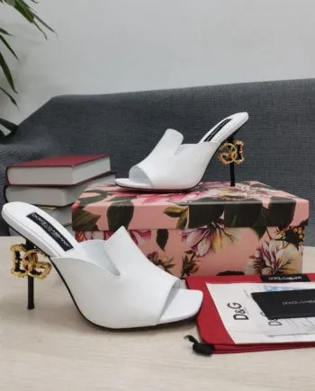DolGa Lguana-Print Mules White For Women DG Shoes