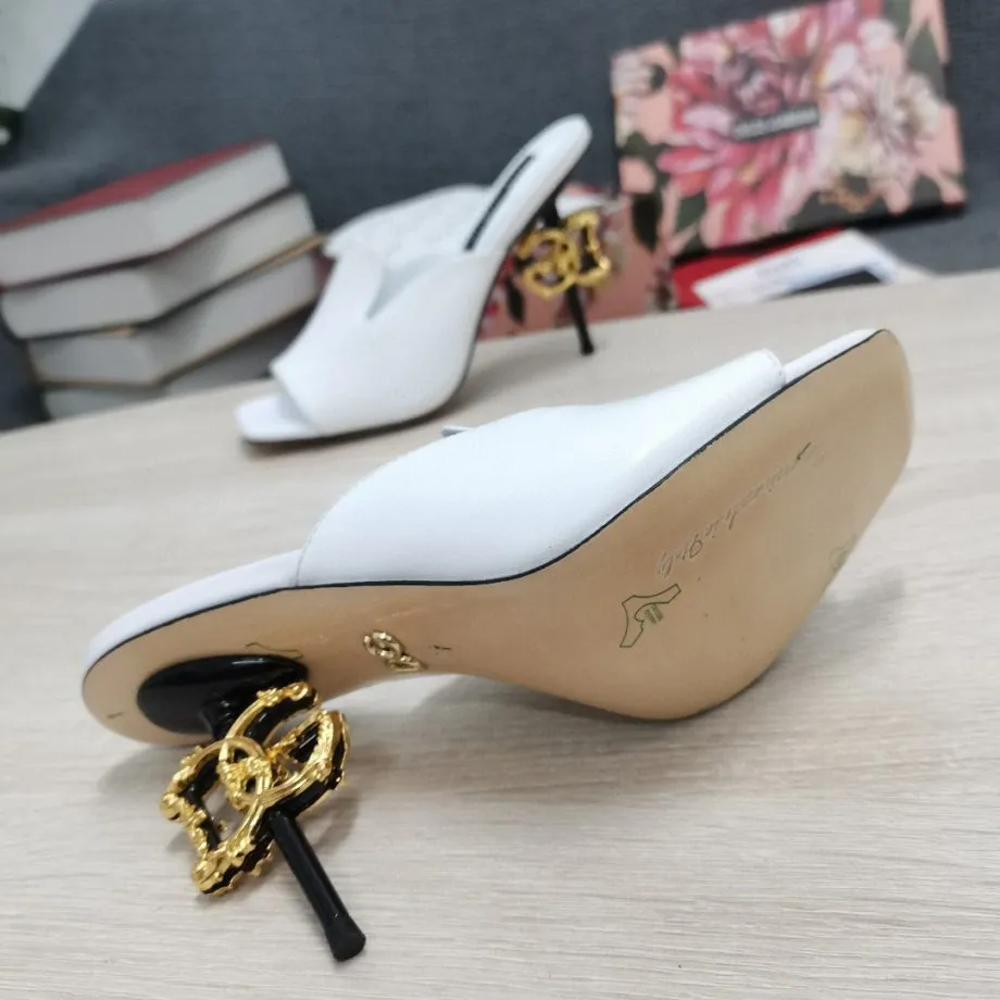 DolGa Lguana-Print Mules White For Women DG Shoes