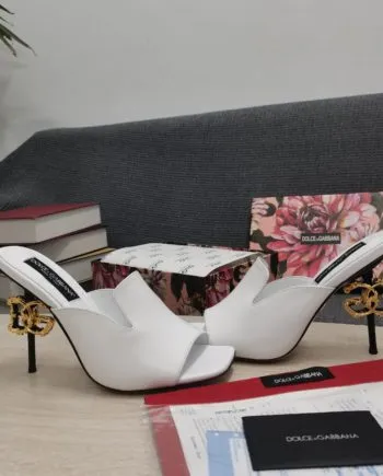 DolGa Lguana-Print Mules White For Women DG Shoes
