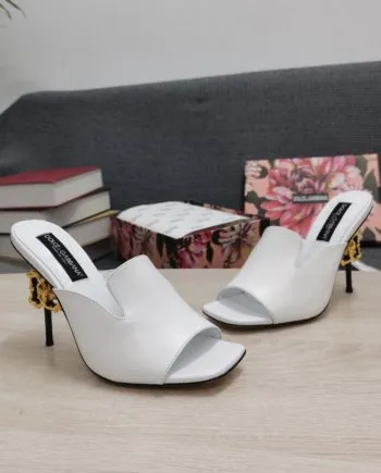 DolGa Lguana-Print Mules White For Women DG Shoes