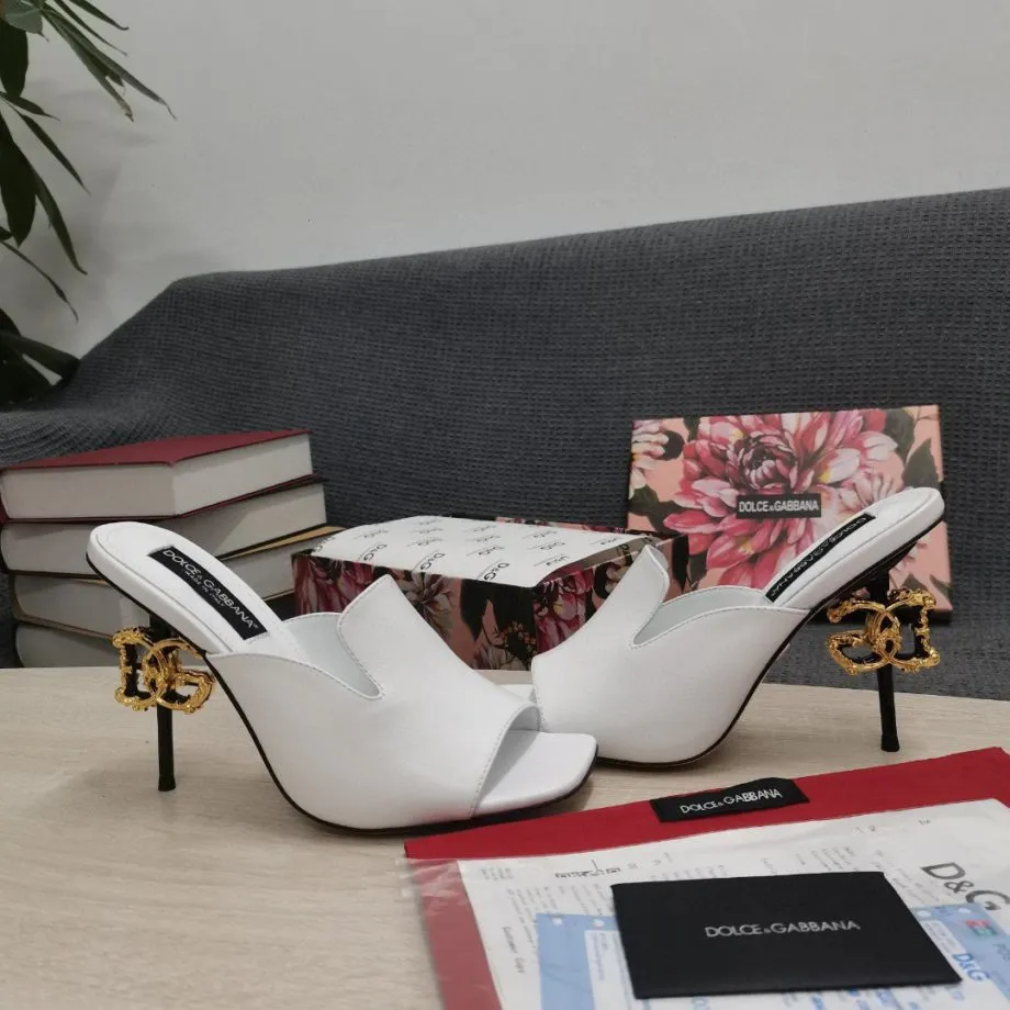 DolGa Lguana-Print Mules White For Women DG Shoes