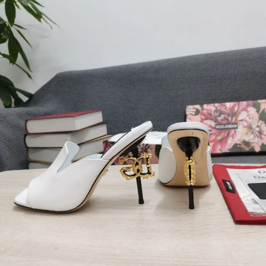 DolGa Lguana-Print Mules White For Women DG Shoes