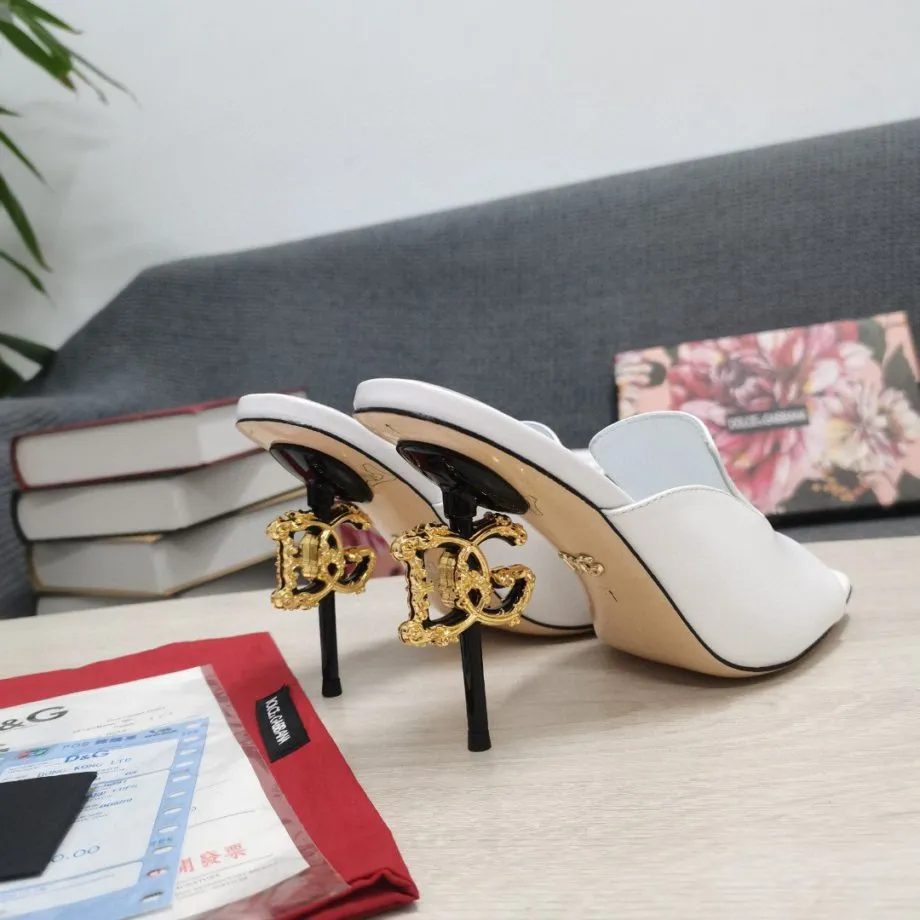 DolGa Lguana-Print Mules White For Women DG Shoes