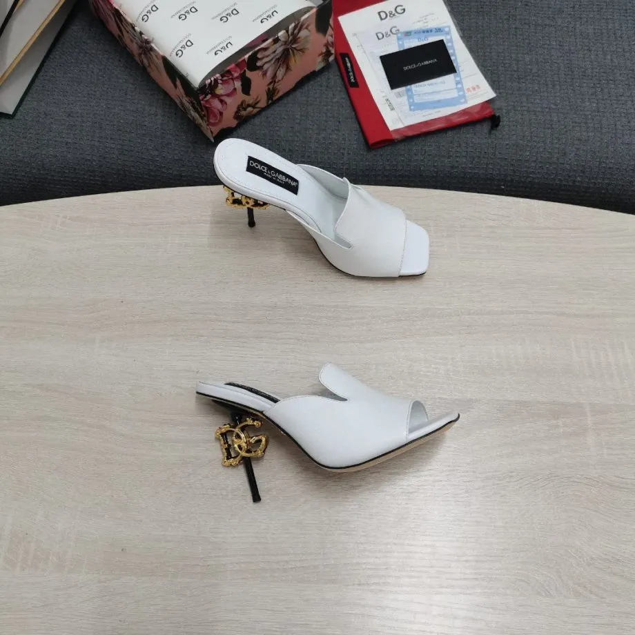 DolGa Lguana-Print Mules White For Women DG Shoes